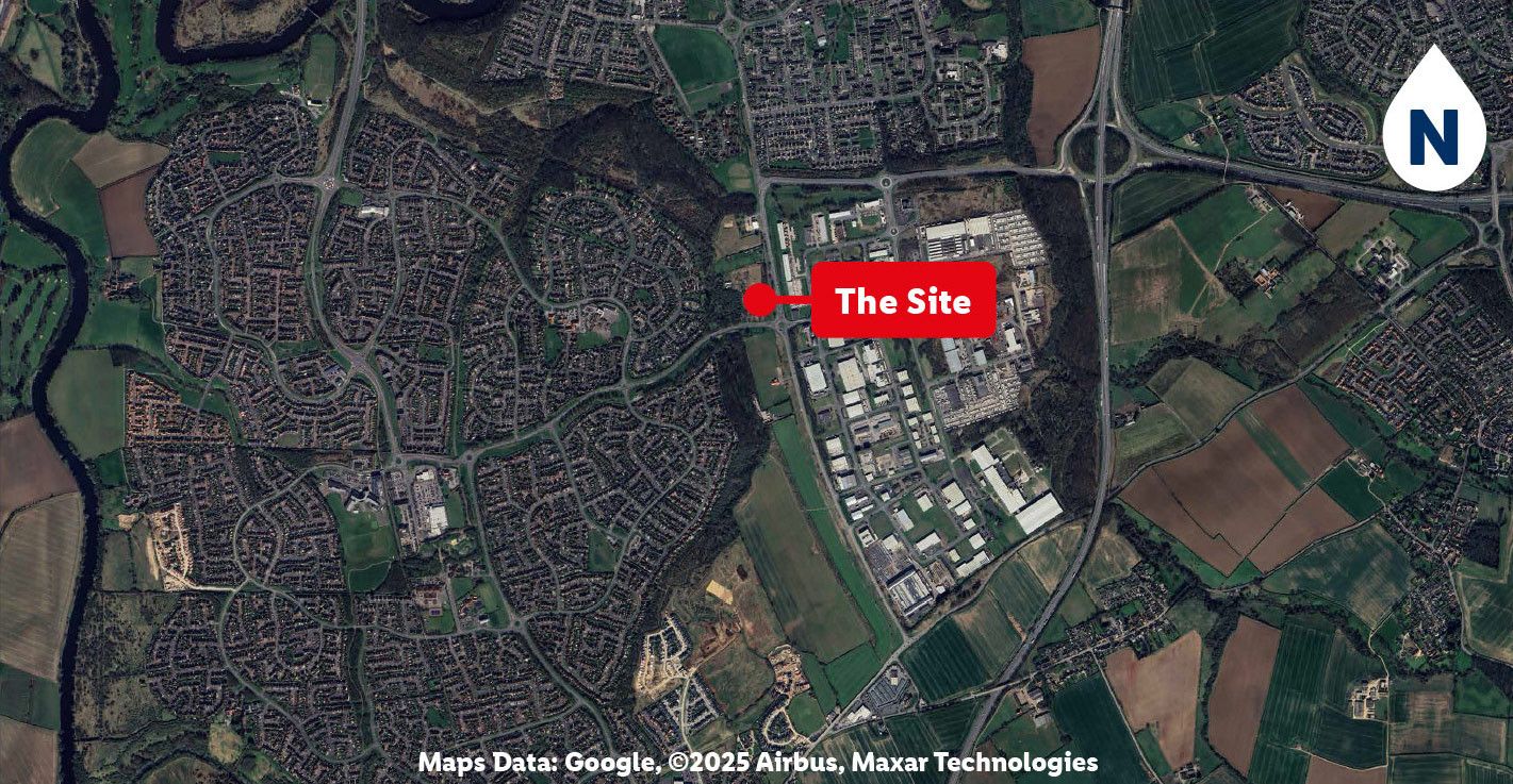 aerial photo of the wider site